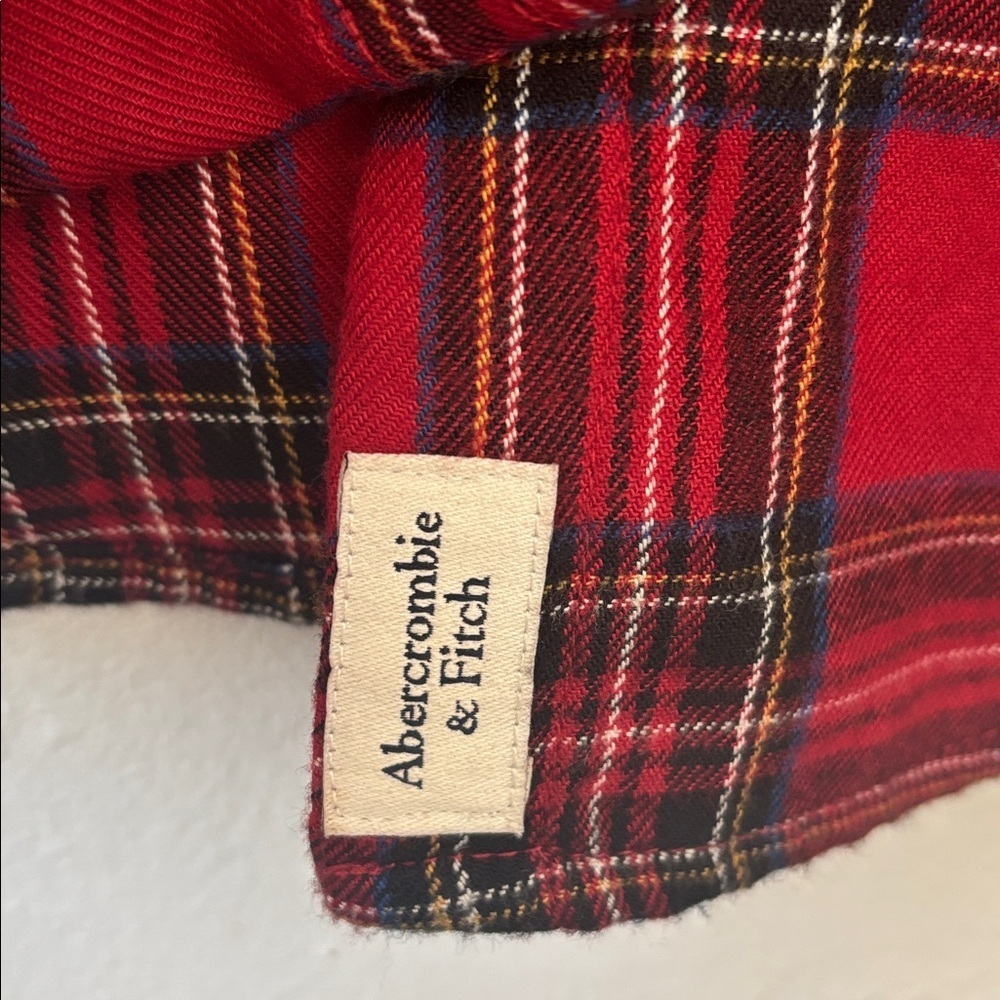 Abercrombie & Fitch Soft A&F Holiday Red Flannel Plaid women’s Shirt S - Picture 5 of 8